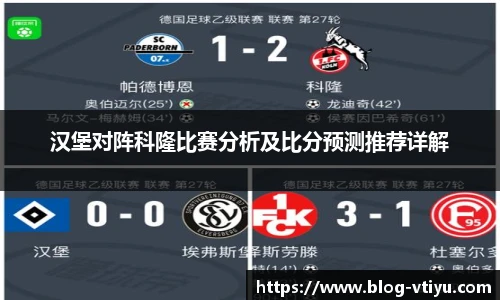 汉堡对阵科隆比赛分析及比分预测推荐详解